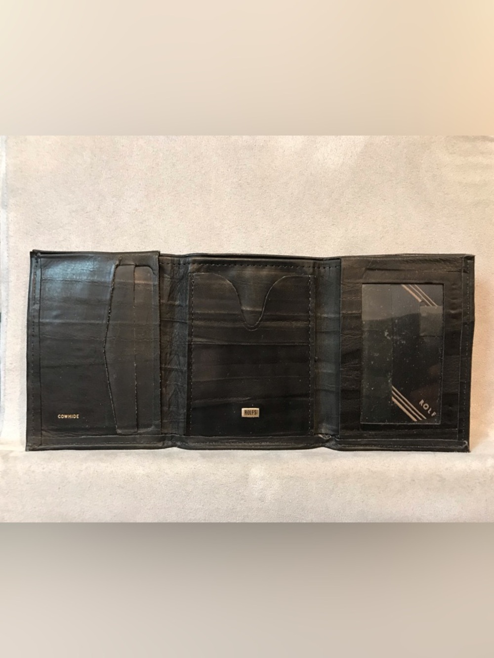 Rolfs Black Leather Trifold Wallet
